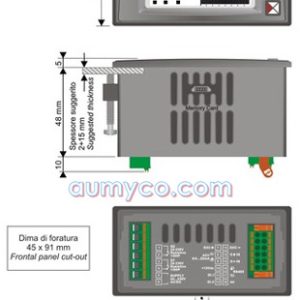 Kích thước bộ hiển thị Modbus STR571 Pixsys