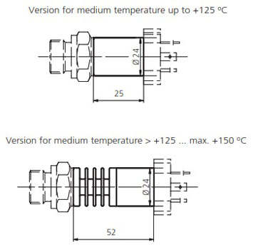 Kích thước cảm biến áp suất màng Huba Control 680