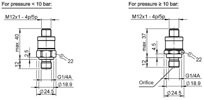 Kích thước cảm biến áp suất Hydac HPT 1700