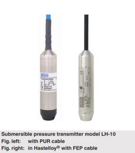 Cảm biến đo mức thủy tĩnh Wika LH-10 có các dải đo từ 0 đến 300m nước