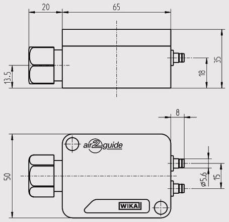 Kích thước cảm biến chênh áp Wika A2G-55