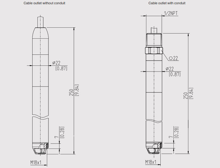 Kích thước cảm biến đo mức thủy tĩnh Wika LF-1