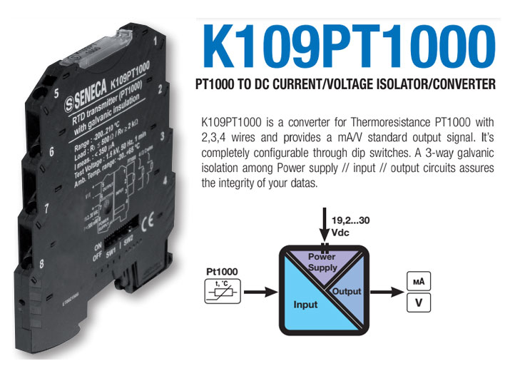 Bộ chuyển đổi tín hiệu PT1000 Seneca Z109PT1000