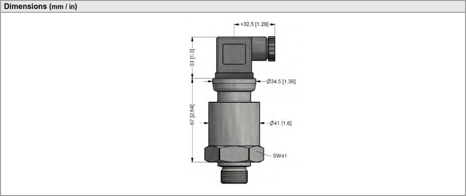 Kích thước cảm biến áp suất BD Sensors DMK351