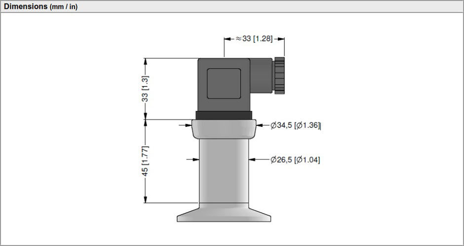 Kích thước cảm biến áp suất màng BD Sensors DMP331Pi