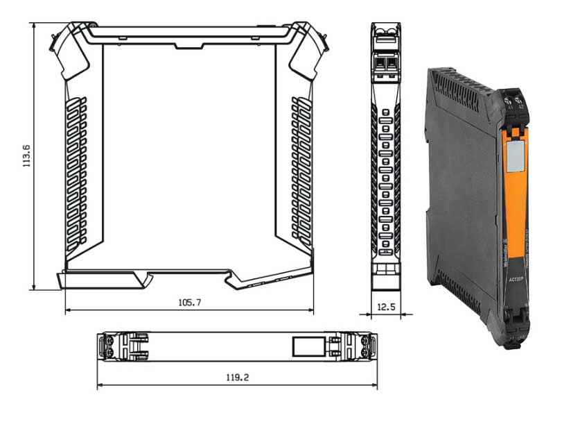 Bộ chuyển đổi 0-10V sang 4-20mA ACT20P-VI-CO-OLP-S