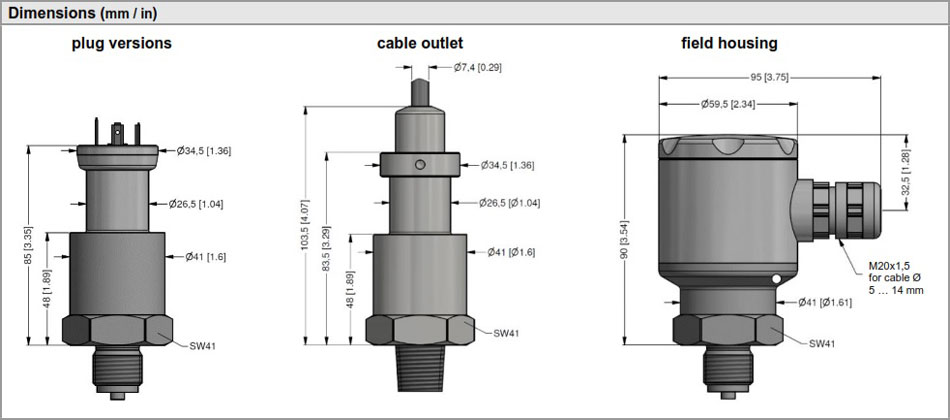 Kích thước cảm biến áp suất BD Sensors DMK458