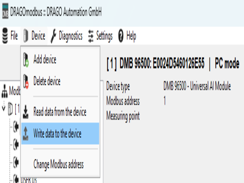 cài đặt thông số qua MODBUS