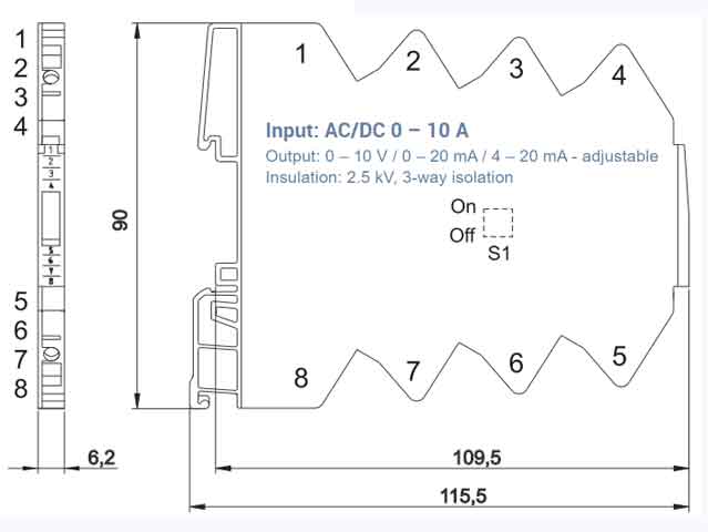 Bộ chuyển đổi tín hiệu 0-10A sang analog WAA 7-1542