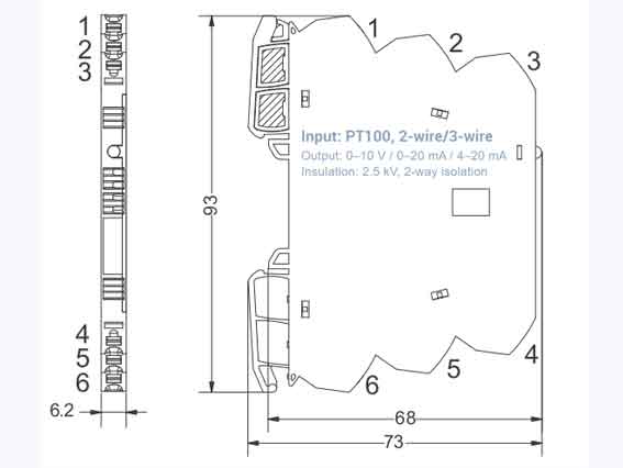 Bộ chuyển đổi tín hiệu nhiệt độ PT100 LCIS-WPT3LA-1819-62-PI